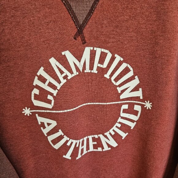 Vintage Champion Authentic Sweatshirt Mens L Crewneck Red Maroon 90's - Picture 4 of 8